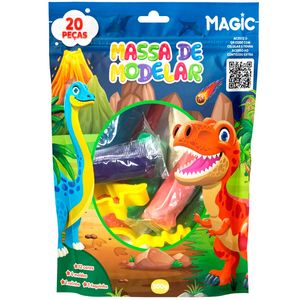 Massa de Modelar Dinossauro 20 Peças em Plástico Magic Kids