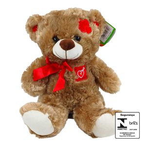 Urso de Pelúcia C/ Laço 25cm em Poliéster Fizzy