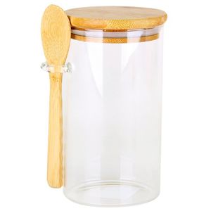 Pote C/ Tampa e Colher Bambu 300ml em Vidro Top Útil