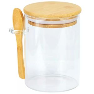 Pote C/ Tampa e Colher Bambu 600ml em Vidro Top Útil
