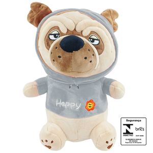 Cachorro Pug de Pelúcia 30cm em Poliéster JR Toys
