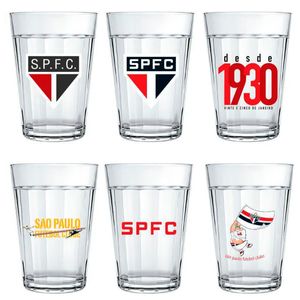 Jogo de Copos São Paulo FC 190ml 6 Peças em Vidro ALLMIX