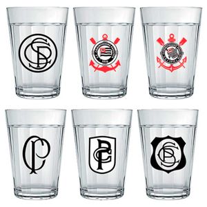 Jogo de Copo Corinthians 190ml 6 Peças em Vidro ALLMIX