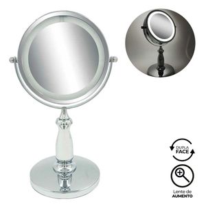 Espelho de Mesa Duplo C/ Led 30cm em Vidro UniHome