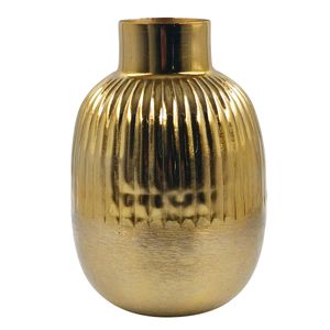 Vaso Listrado Decorativo 22cm em Alumínio Brascontinental