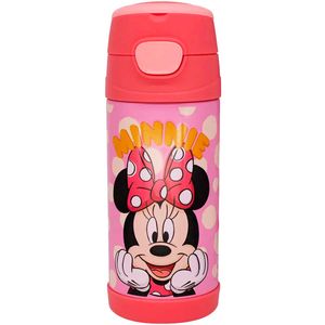 Garrafa Térmica Minnie Mouse C/ Canudo 350ml em Aço Inox Zona Criativa