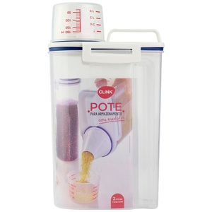 Pote Hermético C/ Medidor 2L em Plástico Clink