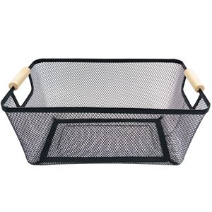 Cesto Organizador C/ Alça Madeira 36,5x21,5cm em Metal Dcarte