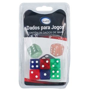 Kit Dados P/ Jogos 6 Peças em Plástico Interponte