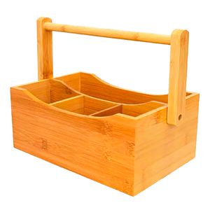 Porta Talheres C/ Alça 25x15cm em Bambu Livon