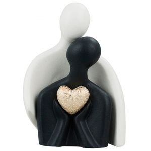 Casal C/ Coração Decorativo 18,5cm em Porcelana Taimes