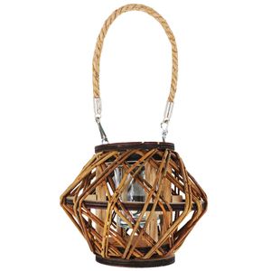 Lanterna Rústica Oval 16x12cm em Madeira Wincy