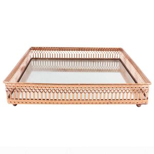 Bandeja Espelhada Kat Retangular 28x18cm em Metal Rio Master