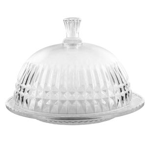 Prato P/ Bolo C/ Tampa Ring 19,3x12,6cm em Vidro Wincy