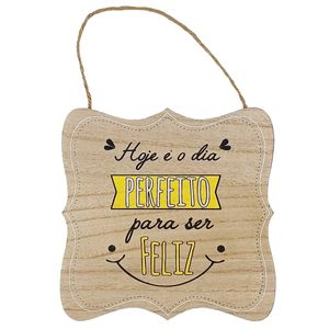 Placa C/ Frase Decorativa 16,5x17cm em MDF Fu Xing