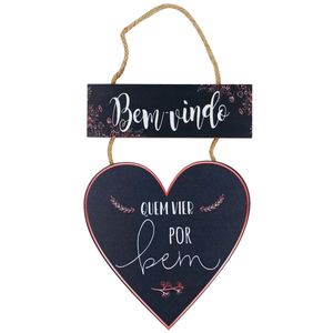 Placa Coração Decorativo 20x15cm em MDF Fu Xing