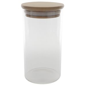 Pote Hermético C/ Tampa Bambu 300ml em Vidro Fu Xing