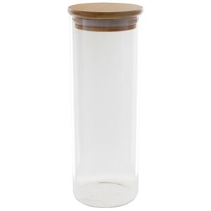 Pote Hermético C/ Tampa Bambu 480ml em Vidro Fu Xing