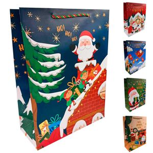 Sacola P/ Presente Papai Noel 28x37cm em Papel Multiart
