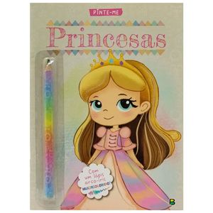 Livro Pinte-me Pricesas C/ Lápis Arco-Íris 27x20cm em Papel Todo Livro
