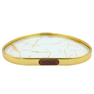 Bandeja Meia Lua Decorativa 24x26cm em Metal Megagift
