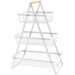 Fruteira de Mesa C/ 3 Cestos 49cm em Metal Fu Xing