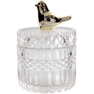 Porta Jóias Decorativo Pássaro 12,5x9cm em Vidro Fu Xing