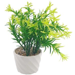 Vaso C/ Planta Artificial Decorativo 21x7cm em Porcelana Multiart