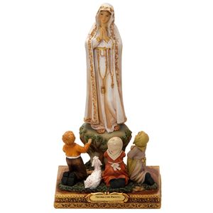 Nossa Senhora de Fátima C/ Pastores 13cm em Resina Mabruk