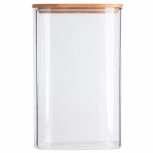 Pote Hermético C/ Tampa Bambu 700ml em Vidro Fu Xing