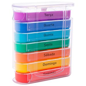 Porta Comprimido Semanal Color 12,5cm em Plástico Youbai