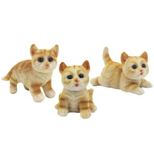 Kit Gato Decorativo 3 Peças em Resina Youbai