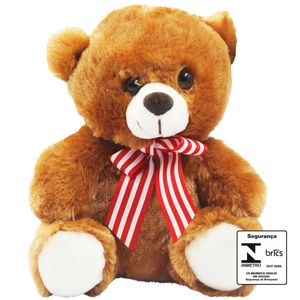 Urso de Pelúcia C/ Laço 18cm em Poliéster Fizzy