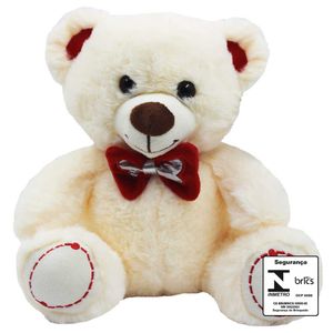 Urso de Pelúcia C/ Laço 25cm em Pelúcia Fizzy