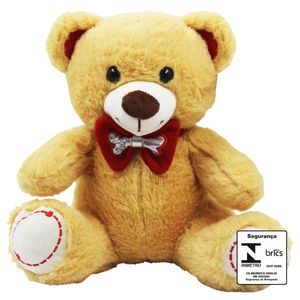 Urso de Pelúcia C/ Laço 25cm em Pelúcia Fizzy