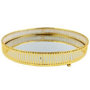 Bandeja Espelhada Redonda 25cm em Metal Dcarte