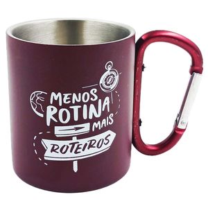 Caneca Mosquetão Menos Rotina 220ml em Aço Inox Dayimport