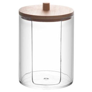 Porta Algodão C/ Tampa Bambu 9x7cm em Plástico Lyor