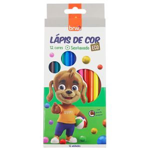 Jogo de Lápis de Cor Eco Sextavado 12 Cores em Madeira BRW