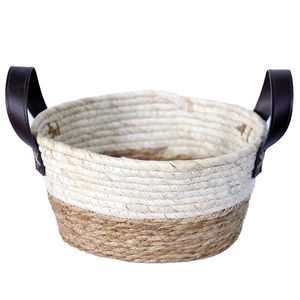 Cesto C/ Alça Decorativo 28x23cm em Fibra Natural Paramount Plásticos
