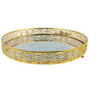 Bandeja Espelhada Redonda 25cm em Metal Dcarte