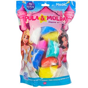 Massinha Pula e Molda Princesas 15 Cores em EVA Magic Kids