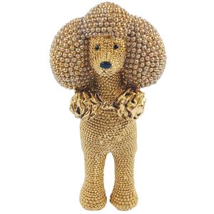 Cachorro Poodle Strass 18cm em Resina Brascontinental