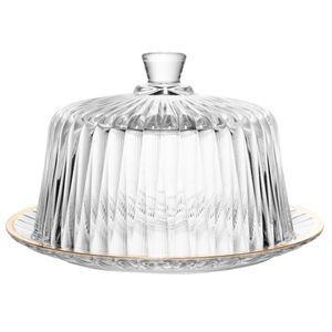 Queijeira Fio de Ouro C/ Tampa 20cm em Cristal Lyor