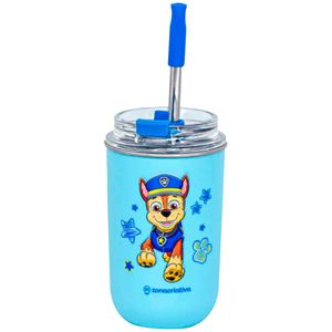 Copo Neo C/ Canudo Chase Patrulha Canina 300ml em Aço Inox Zona Criativa