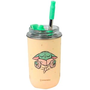Copo Neo C/ Canudo Baby Yoda 300ml em Aço Inox Zona Criativa