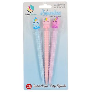 Kit Lapiseira Divertida 0.7mm 3 Peças em Plástico Interponte