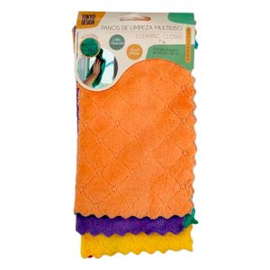 Jogo Pano de Limpeza 3 Peças 30x30cm em Poliéster Tokyo Design