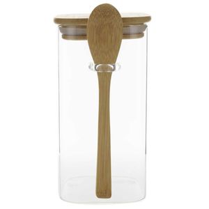 Pote Hermético C/ Tampa Bambu 700ml em Vidro Fu Xing