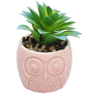 Vaso C/ Planta Artificial 6,5x10cm em Porcelana Livon